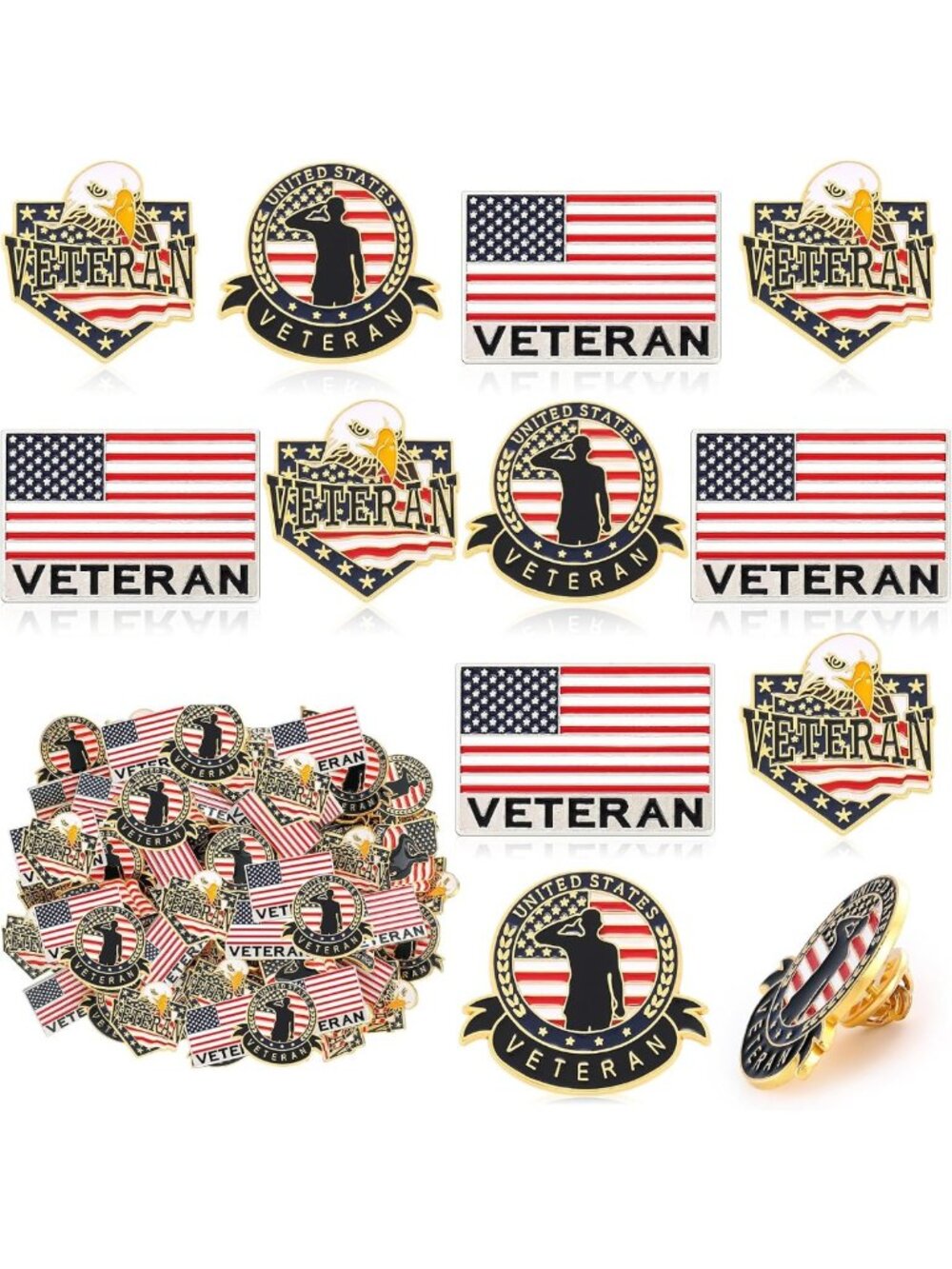 100 Pcs Metal Lapel Pins for Veterans Day Gifts | Bulk Veteran Appreciation